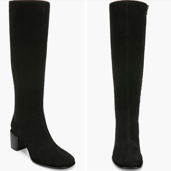 Vince Shoes - VINCE Maggie Womens Knee High Tall Boots Black Suede Block Heel Zip US 6.5 $650